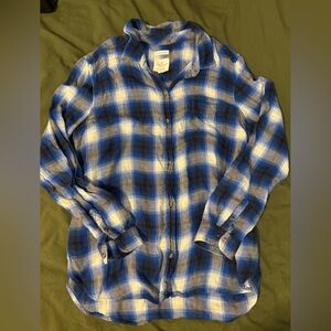 American Eagle Outfitters Blue and White Checkered Shirt